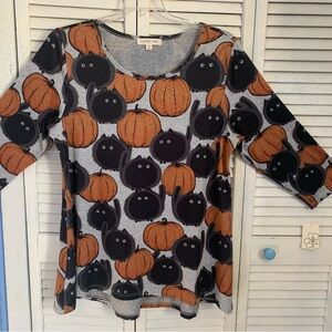 Black Cats & Pumpkins Soft Tunic With 3/4 Sleeves